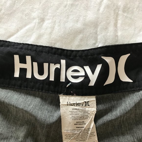 Hurley Board Shorts Men Size 34 Gray Phantom Tie Waist Back Pocket Beach Casual - Picture 3 of 14